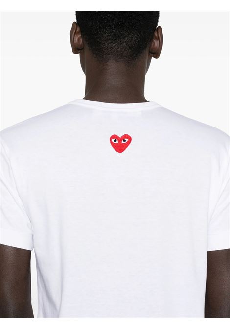 red emblem t-shirt unisex white COMME DES GARÇONS PLAY | AX-T340-0513